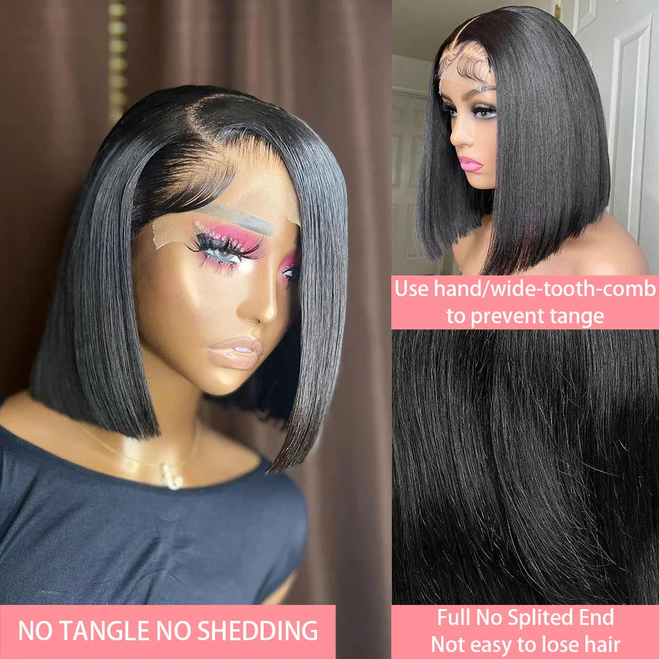 13x4 Straight Lace Frontal Bob Wig Pre Plucked 4x4 Human Hair Wigs